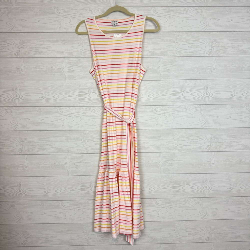 J. Crew Factory Striped Knit Tie-Waist Midi Dress Size Medium NWT - Picture 2 of 6